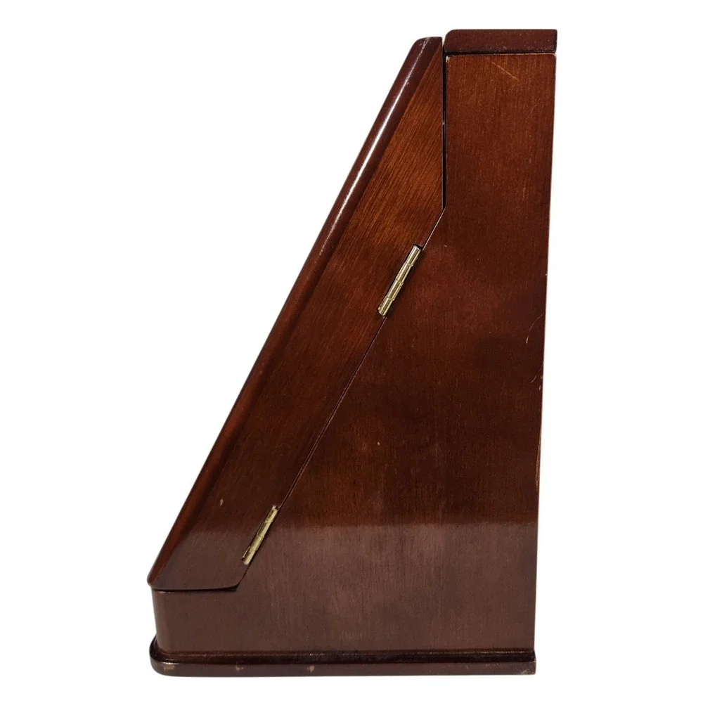 The Bamboo Co Wooden Desktop File Organizer Mail Sorter Cabinet Cherry Finish